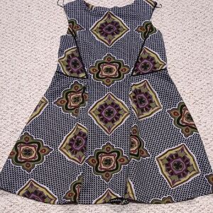 Gabby Skye Blue and White A-line Midi Dress